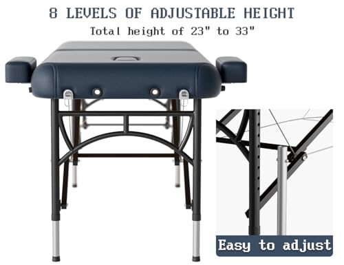 Image of 2 Fold Professional Massage Table Portable Hold Up to 1100LBS Blue