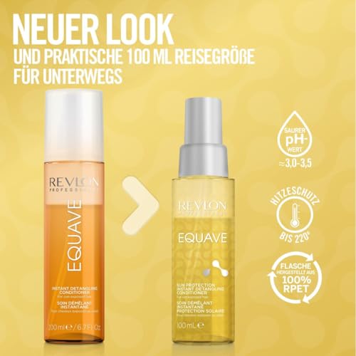 REVLON PROFESSIONAL EQUAVE Sun Protection Instant Detangling Conditioner, 100 ml, entwirrender Leave in Sprühconditioner mit Sonnenschutz fürs Haar, 2-Phasen Haarpflege mit Hitzeschutz