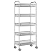 Homfa 5-Tier Mesh Wire Rolling Cart Multifunction Utility Cart Kitchen Storage Cart on Wheels, Steel Wire Basket Shelving Trolley,Easy Moving,Silver