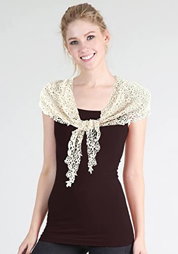 GERINLY Elegant Lace Crochet Neck Scarf Solid Color Triangle Shoulder Wrap For Women2