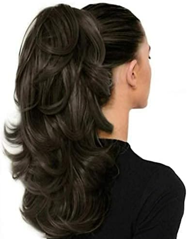 Hair Extensions And Wigs Ponytails Hairpiece Wavy Claw Clip Ponytail Hair Extensions 22 inch (Brown)