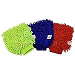 Microfiber House Cleaning and Car Wash Glove Mitts - Double Sided Chenille Microfiber Glove - FITS Adult Hand -Dynamic Microfiber Cleaning Cloth Mitten (Multi-Color, 3-Pack)