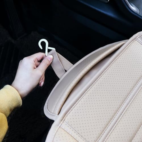Funda de asiento de coche de PU beige con acabado elegante antideslizante 4