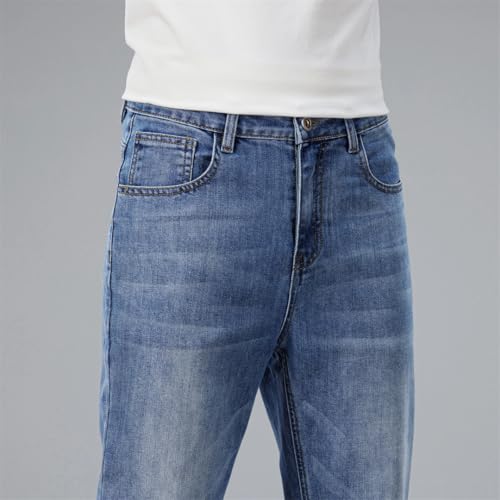 Men's Soft Stretch Jeans, Loose Zipper Straight Long Sleeve, Adult Casual Pants3