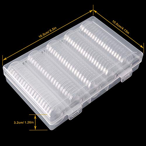 Eeoyu 100 Pieces 25 mm Coin Capsules Holder with Plastic Storage Organizer Box for Coin Collection Supplies2