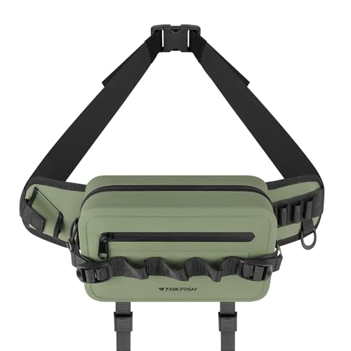 THKFISH Sac Banane de pêche Imperméable Sac Etanche IPX8 avec Fermeture à glissière hermétique, Porte-Canne à pêche à Sangle réglable, Sac de Taille...