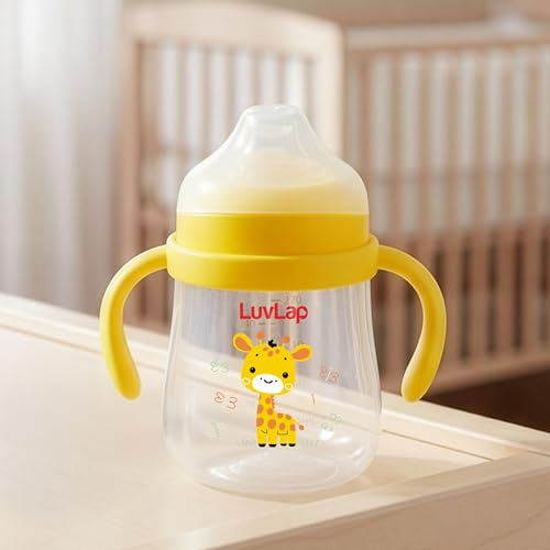 Image of LuvLap Star Anti Spill Spout Sipper for Kids with Twin Handles, 270 ml, Sippy Cups with Soft Silicone Spout and Weighted Straw, Water Bottle for Kids, Non-Toxic & BPA Free (Yellow)