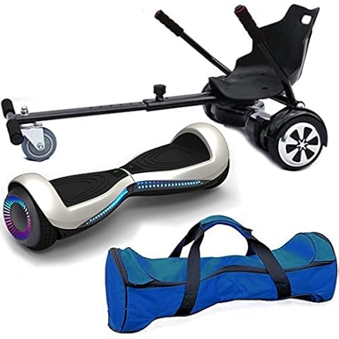 Nero Sport Chic Bluetooth 6.5" Hover Scooter Board Self Balance with Hoverkart Go-Kart attachment bundle combo - Includes carry bag (White) Cover