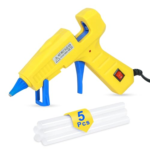 Image of GLUN Glue Gun 30 Watt with 7mm 5 Pieces Glue Sticks 6 inch Transparent, ON /Off Switch Button, LED Indicator, Transparent Glue Sticks for Craft Specialist and DIY Works