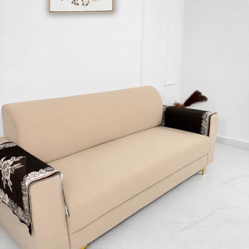 Image of Homerz Premium 'Luxe Series' Sofa Cover | Holland Velvet Fabric | Smooth Finish | Anti-Slip Fleece Backing Couch Protector (Royal, 2 pc Armrest, Armrest)
