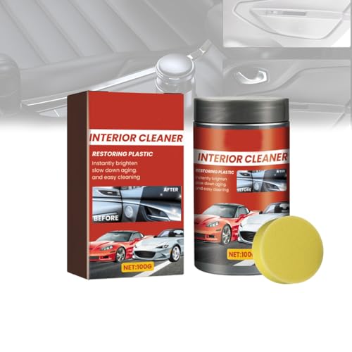 Nettoyant protecteur et lustrant pour tableau de bord intérieur automobile, nettoyant rénovateur de revêtements plastiques intérieurs avec éponge (1PCS)