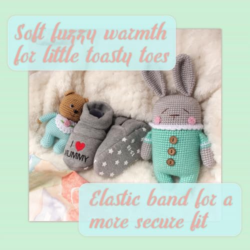 Infants Toddler Soft Warm Cozy Fuzzy Slippers Non-Slip Lined Socks Shoes2