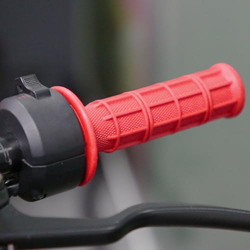 Image of BELOMI Motorcycle Hand Grips, 2PCS 7 /8 inch 22mm 24mm Non-Slip Soft Rubber Handlebars, Comfortable Motorbikes Handle Replacement Protection Accessories, Universal for Dirt Bike, Off Road, ATV(Red)