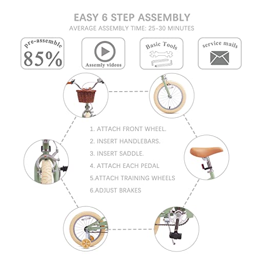 Bixike Girls Bike With Basket, Kids Bike For 5-13 Years,16 Inch With Training Wheels And Kickstand, 20 Inch With Kickstand But No Training Wheels. (Green, 20 Inch) #TOP3