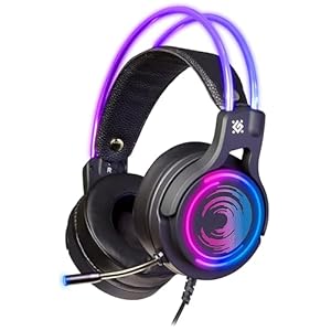 Defender® Gaming Headset, 7.1 Surround Sound, Gaming Kopfhörer PC mit Kabel für PS4, Laptop, Over-Ear-Kopfhörer mit Noise-Cancelling-Mikrofon, Headset Mit Mikrofon, LED-Licht, Schwarz