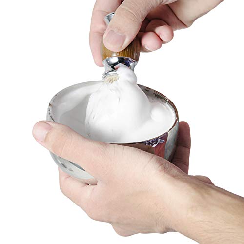 Grandslam Shaving Bowl and Brush Kit, Stainless Steel Shaving Bowl With Mirror and Lid, Wide Mouth, Shaving Kit For Men