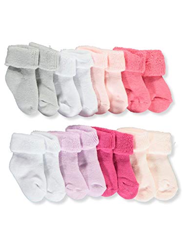 Little Me Baby Girls' Terry Foldover Cuff 8-Pack Socks - pink, 6 - 12 months