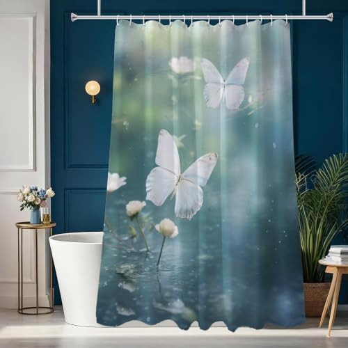 Rideau de douche imperméable lavable avec ourlet lesté anti-collement