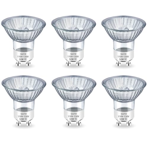 Rugfew GU10 �n���Q���d�� 120V 50W �n���Q���d�� GU10+C 110-130�{���g 50���b�g MR16 �K���X�J�o�[�t�� 2700K �E�H�[���z���C�g �����@�\�t�� �L�����h���E�H�[�}�[�����v ���b�N�X�����g�����v ������ 6�p�b