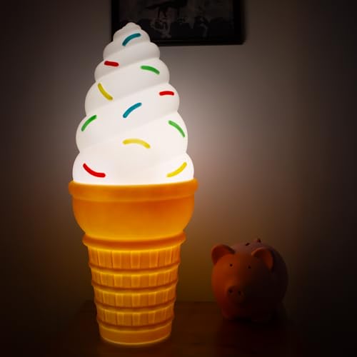 Image of 25-Inch Lighted Giant Ice Cream Cone Novelty Blow Mold Light - Retro Dessert Decor with Fun LED Lights for Indoor Use - Cute, Quirky Lamp for Kitchen or Party Display