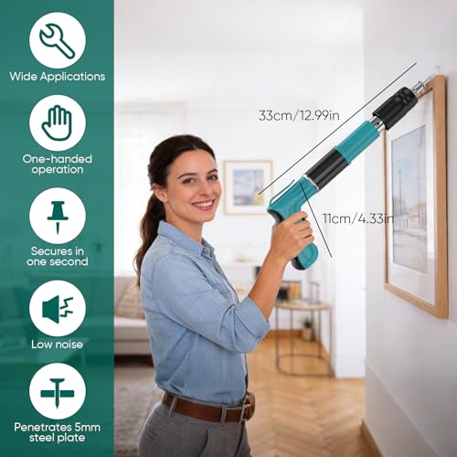 Image of Nail Gun with 110 Pieces Round Nails, Manual Mini Nail Gun Made of Steel, Steel Nail Gun, Concrete Nail Gun for Ceiling Wall Anchor, Wire Slot Device, House Wall
