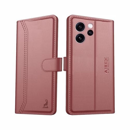 Image of AIBEX Compatible for Realme 16 Pro 5G Flip Cover Leather Finish | Inside TPU with Card Pockets | Wallet Stand | Complete Protection Flip Case Brown