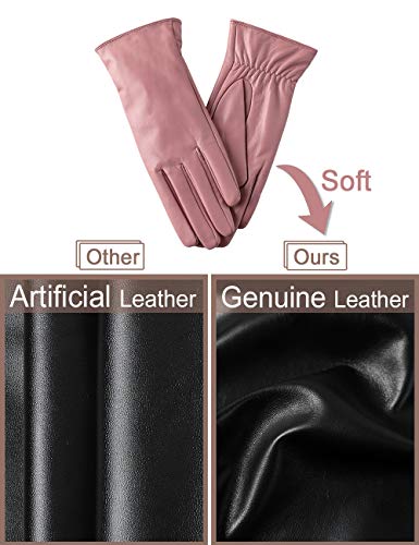 Super-soft Leather Winter Gloves for Women Full-Hand Touchscreen Warm Cashmere Lined Perfect Appearance - Thumbnail 5