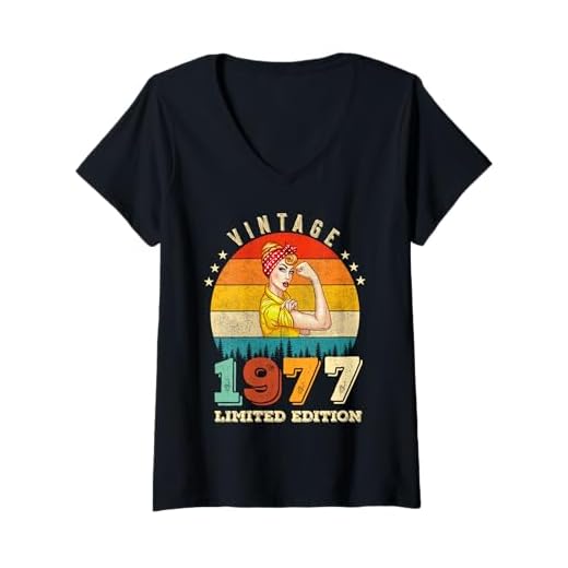 Mujer Vintage 45 Cumpleaños 1977 Edición Limitada Mujeres 45 Años Camiseta Cuello V