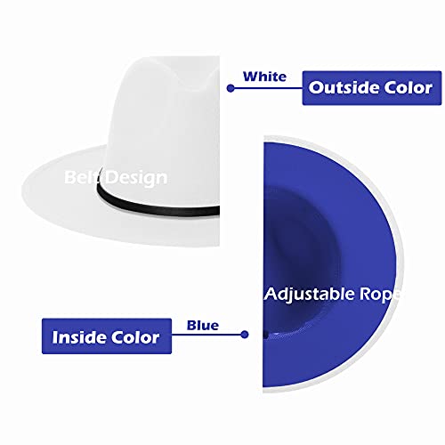 Image of jingsha Fedora Hats for Men & Women Wide Brim Fedora Felt Panama Hat Men's Dress Hats with Belt Buckle