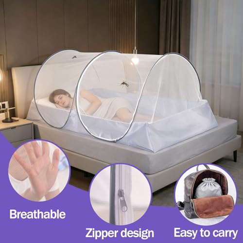 Moskitonetz Pop Up 100x200x73cm, Moskitonetz Bett klappbar, Mosquito Net imprägniert für Outdoor Indoor - Leicht zu Verstauen und zu Tragen,Insekten Schutz Zelt für Balkon und Camping