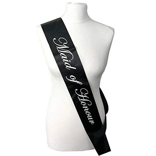 Black with White Writing ‘Maid of Honour’ Sash