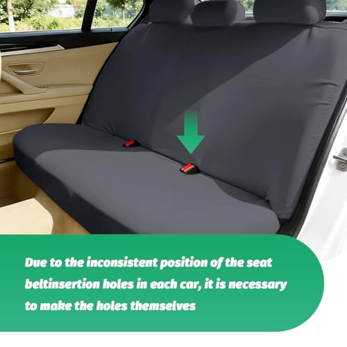 HZEL Car Back Seat Cover, Elastic Scratch Proof Non-Slip Vehicle Rear Solid Bench Protector, Washable Automotive Interior Rear Seat Cover, Universal for SUV Automobile Truck (Dark Grey) - Thumbnail 4