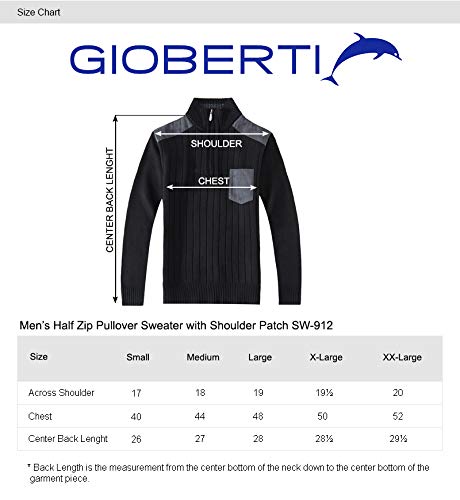 Gioberti Men's Half Zip Pullover Knitted Regular Fit Sweater With Soft Brushed Flannel Lining, Black, Medium #TOP6