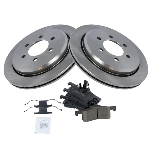 Image of TRQ Rear Brake Pad and Rotor Set Ceramic Vented Rotors