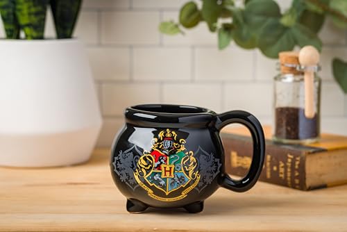 Image of Silver Buffalo HP9895B Warner Bros Harry Potter Hogwarts Cauldron 3D Sculpted Ceramic Mug, 20-Ounces | Warner Bros., 0.6 Liters, Black, 3D Sculpted Cauldron Shape
