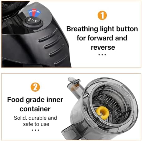 Extractor Jugos Prensado Frío Boca Ancha 80mm Motor 200W Voltaje 220V miniatura 2