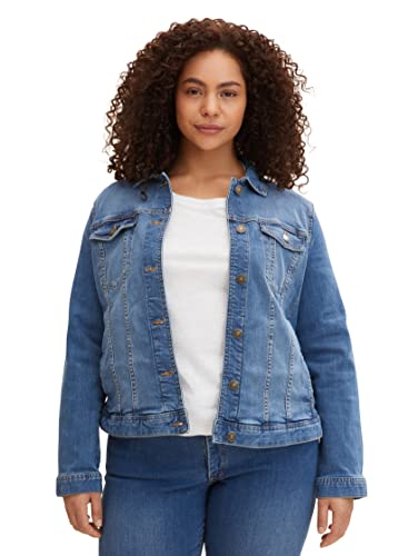 TOM TAILOR Damen Plussize Jeansjacke im Washed-Look, 48 EU,10110 - Blue Denim