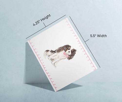 Image of Twigs Paper - Cavalier King Charles Spaniel Dog Note Cards - Set of 12 Blank Cards (5.5 x 4.25 Inch) with 12 Envelopes - 100% EcoFriendly Stationery - Made In USA
