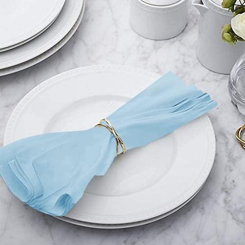Image of Dining Table Napkins Polycotton Set of 6 Cloth Napkins for Dining Table Dinner Napkins Cloth 17x17 Inches for Party Wedding Cocktails Restaurant Decoration Regular Use Napkins-Light Blue