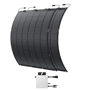 Kleine Kraftwerk Flexibles Solarmodul Set | 2x225W (450 Wp) | Solarpanel Komplettpaket inkl. Wechselrichter, Kabelbinder, Stromanschlusskabel | Balkonkraftwerk für Balkon, Zaun & Sonderflächen