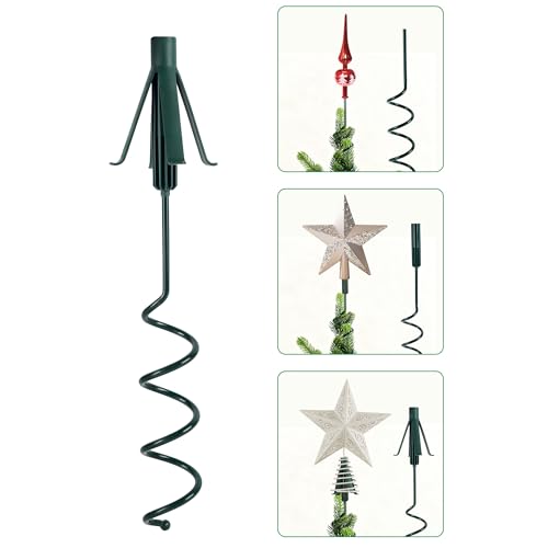 FORUP Supporto per puntale per albero di Natale, universale, girevole, con attacco regolabile per stabilizzare gli ornamenti sulla cima degli alberi, facile installazione per tutte le basi e
