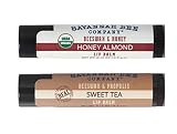 Savannah Bee Company Beeswax Lip Balm 0.15 Oz Pack Of 2! 2 Flavors Honey Almond and Sweet Tea! Natur