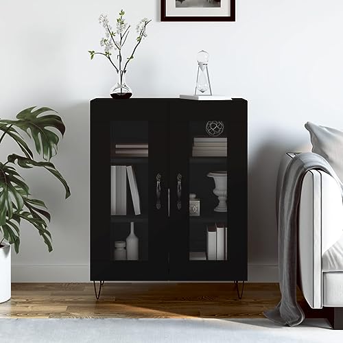 Lalfkkii Aparador moderno tipo buffet, decoración de interiores, mueble de entrada, armario portaobjetos para salón, dormitorio u oficina, diseño sencillo y práctico, color negro, 69,5 x 34 x 90 cm