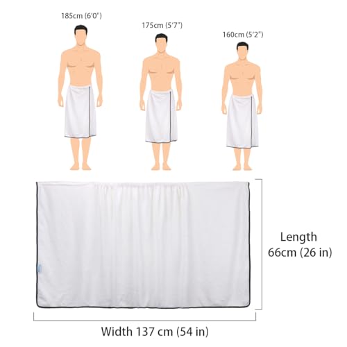 Serviette de bain homme qui tient seule drap de douche blanc réglable