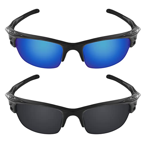 Image of Galvanic Replacement Lenses for Oakley Fast Jacket XL OO9156 | Fast Jacket XL Asian Fit OO9163 Sunglasses - Ice + Black Polarized - Combo Pack