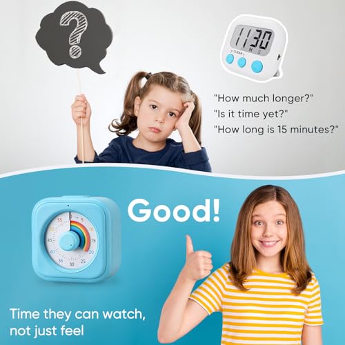 Image of Rainbow Visual Timer for Kids, 60 Minute Silent Countdown Clock