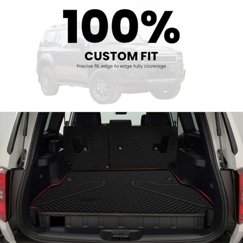 Image of LASFIT Cargo Mats for Land Cruiser LC250 2024-2027 with Backrest Mat | Not LC150 or LC300, Rear Cargo Area, Seatback Protection, All Weather TPE, Custom Laser Fit, Easy to Wash