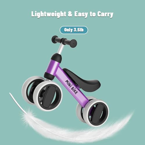 Image of SIMATE Balance Bike Toys for 1 Year Old Boys Girls, 12-24 Month Toddler Ride on Toys, 4 Silent Wheels & Soft Seat, First Birthday Gifts for Baby Girls Boys