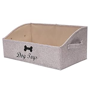 Geyecete Foldable Fabric Trapezoid Organizer Boxes – Collapsible Dog Toy Basket (Light Brown-DOG)