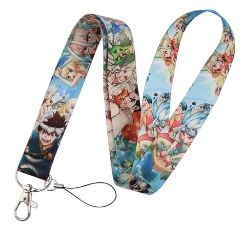 Pinstant Doctor Dr Stone Senku Ishigami Manga Anime 17.7" Neck Lanyard Keychain Holder ID Badge Mobile Phone Pin Strap